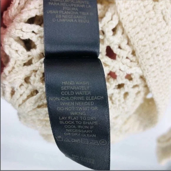 Liz CLAIBORNE Vintage Silk Off White Open Crochet Knit Cardigan Sweater Large - Picture 8 of 8